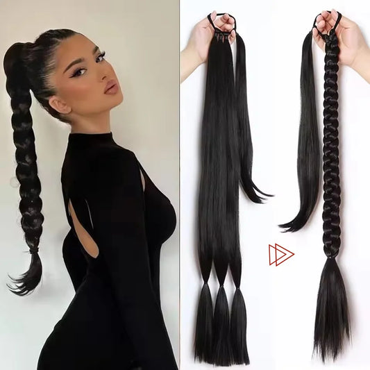 32-Inch Long Braided Synthetic Ponytail Hair Extension