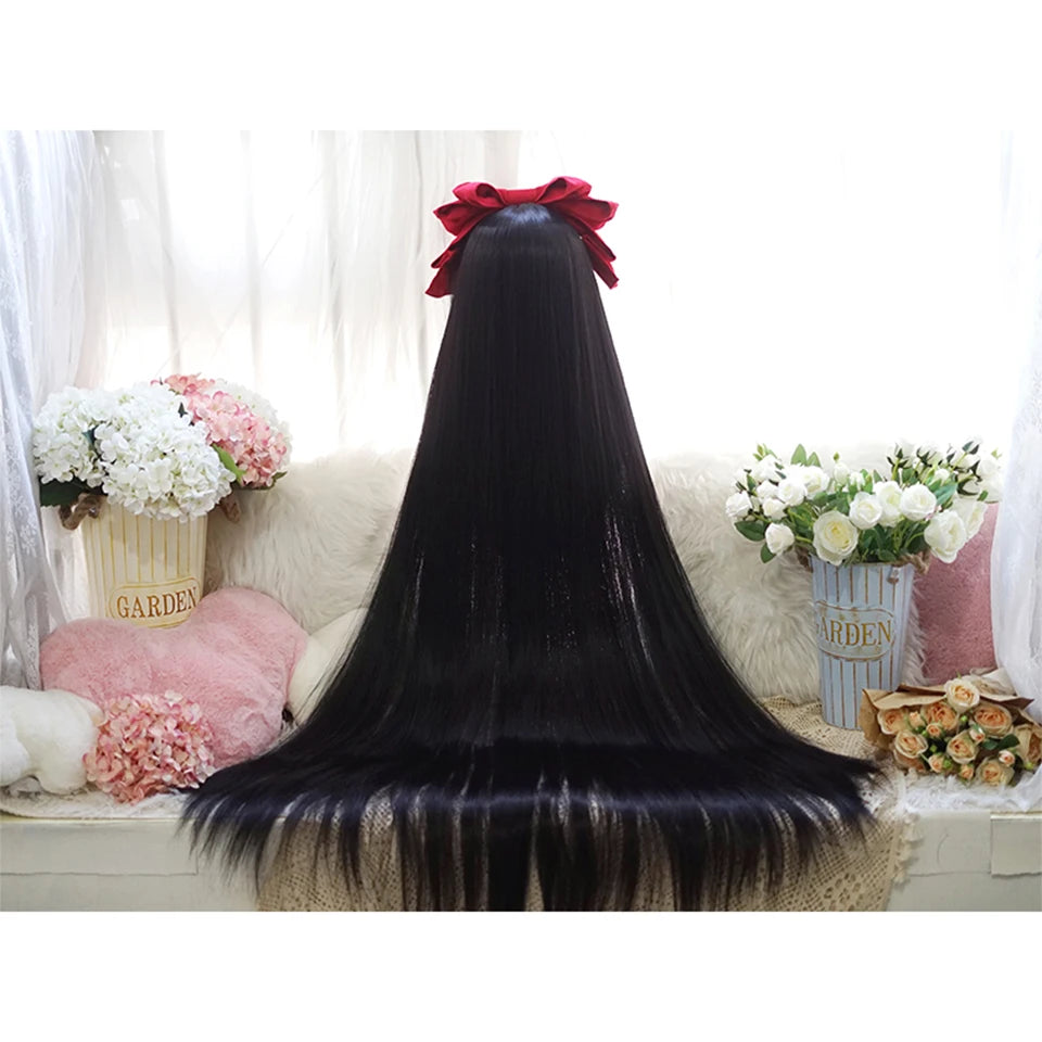 110cm Extra Long Wavy Cosplay Lolita Wig with Bangs