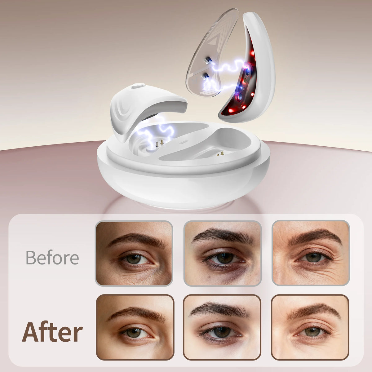 Red Light Microcurrent Eye Massager for Dark Circles and Puffiness