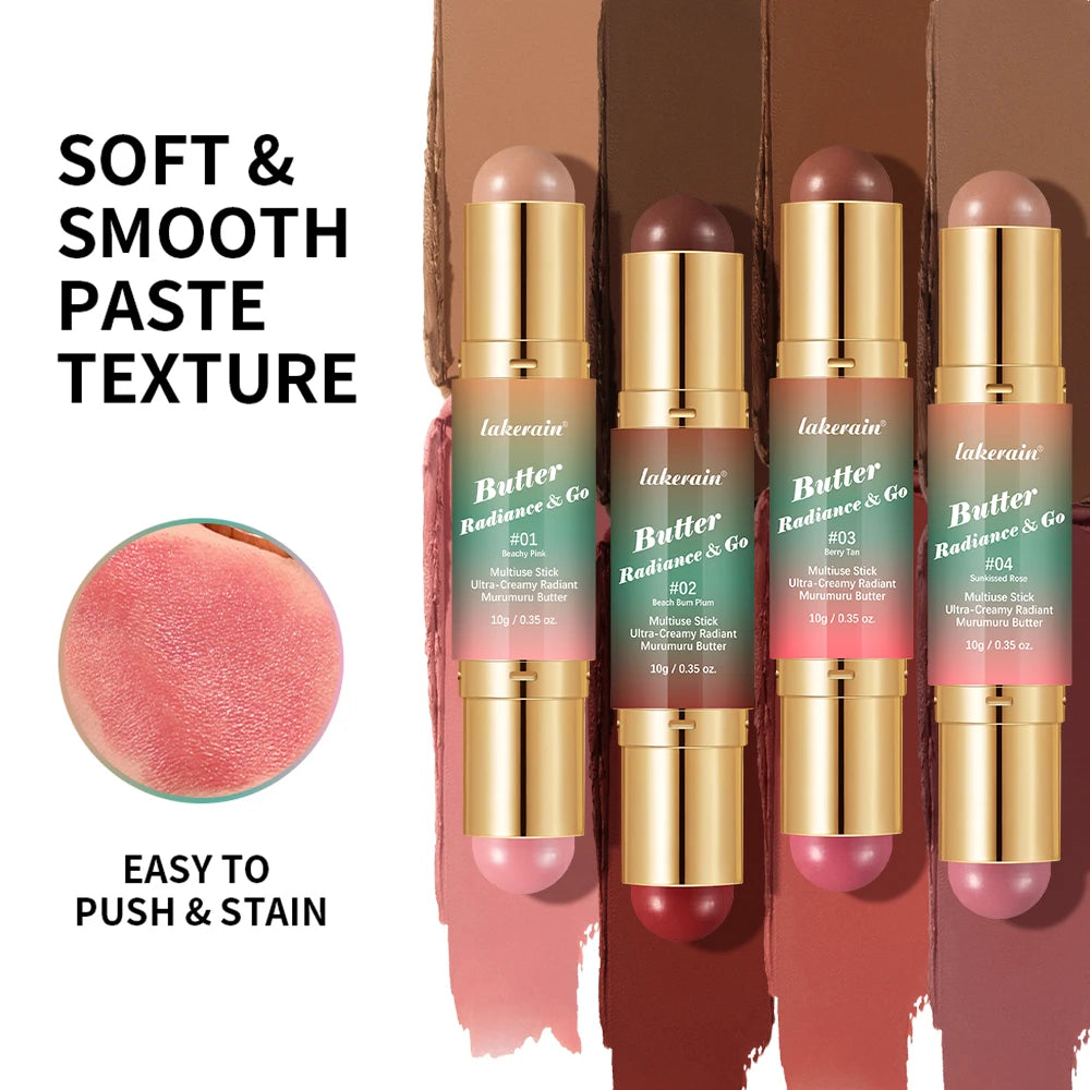Double-Ended Cream Bronzer and Blush Stick for Face and Lips