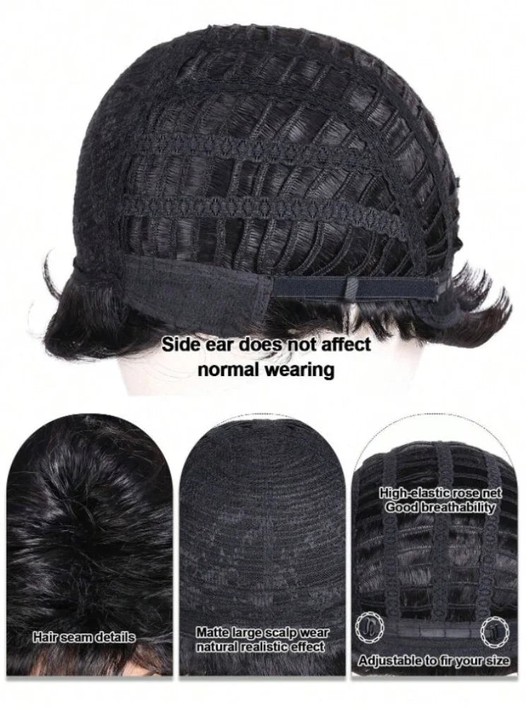 Short Fluffy Curly Synthetic Wig for Daily Wear and Parties
