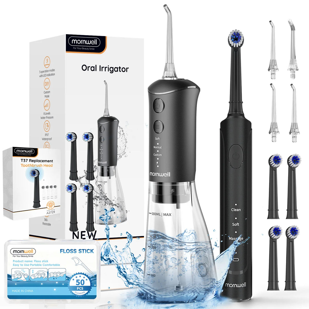 Electric Water Flosser and Sonic Toothbrush Oral Care Combo Set