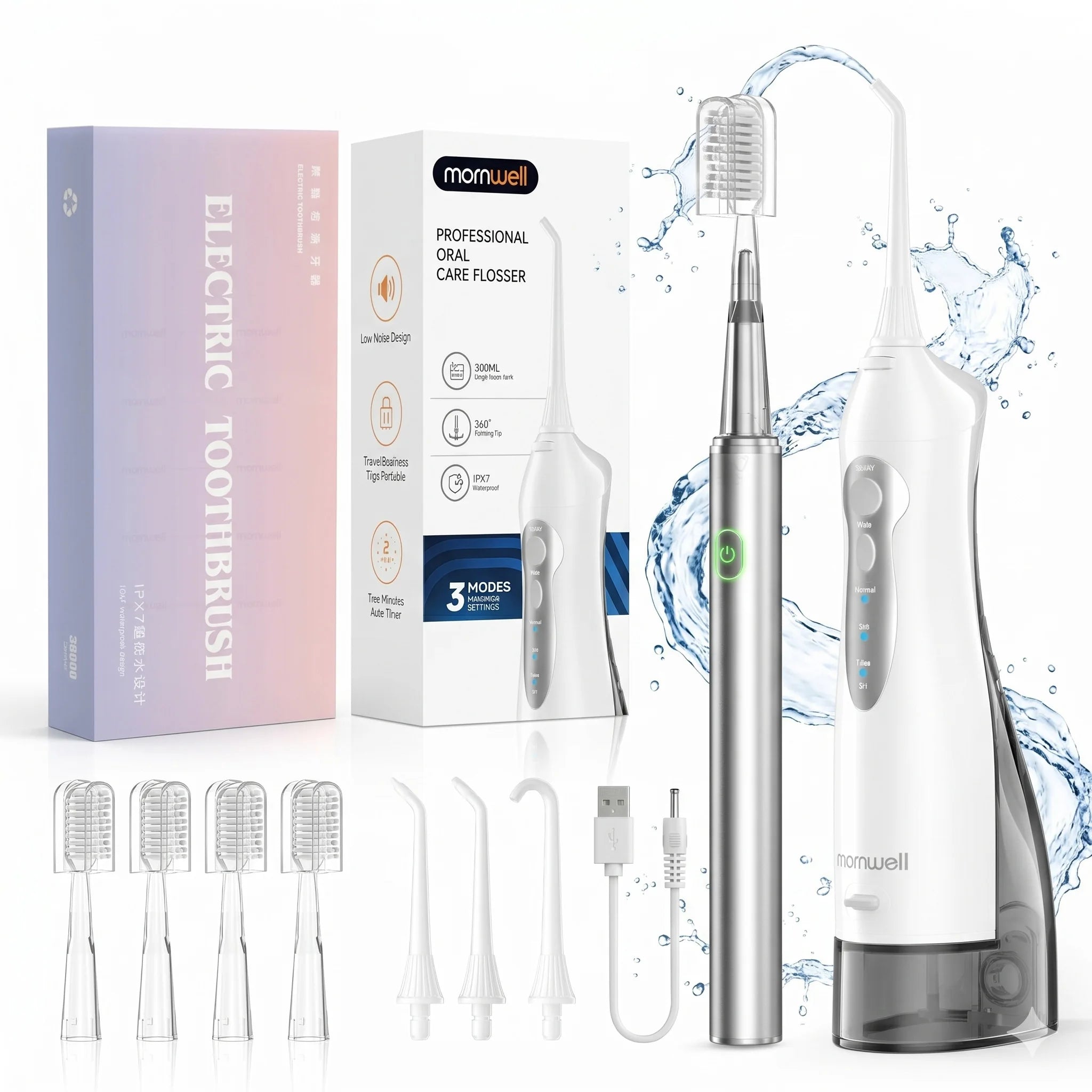 Electric Toothbrush and Water Flosser Combo Set for Deep Oral Cleaning - 1