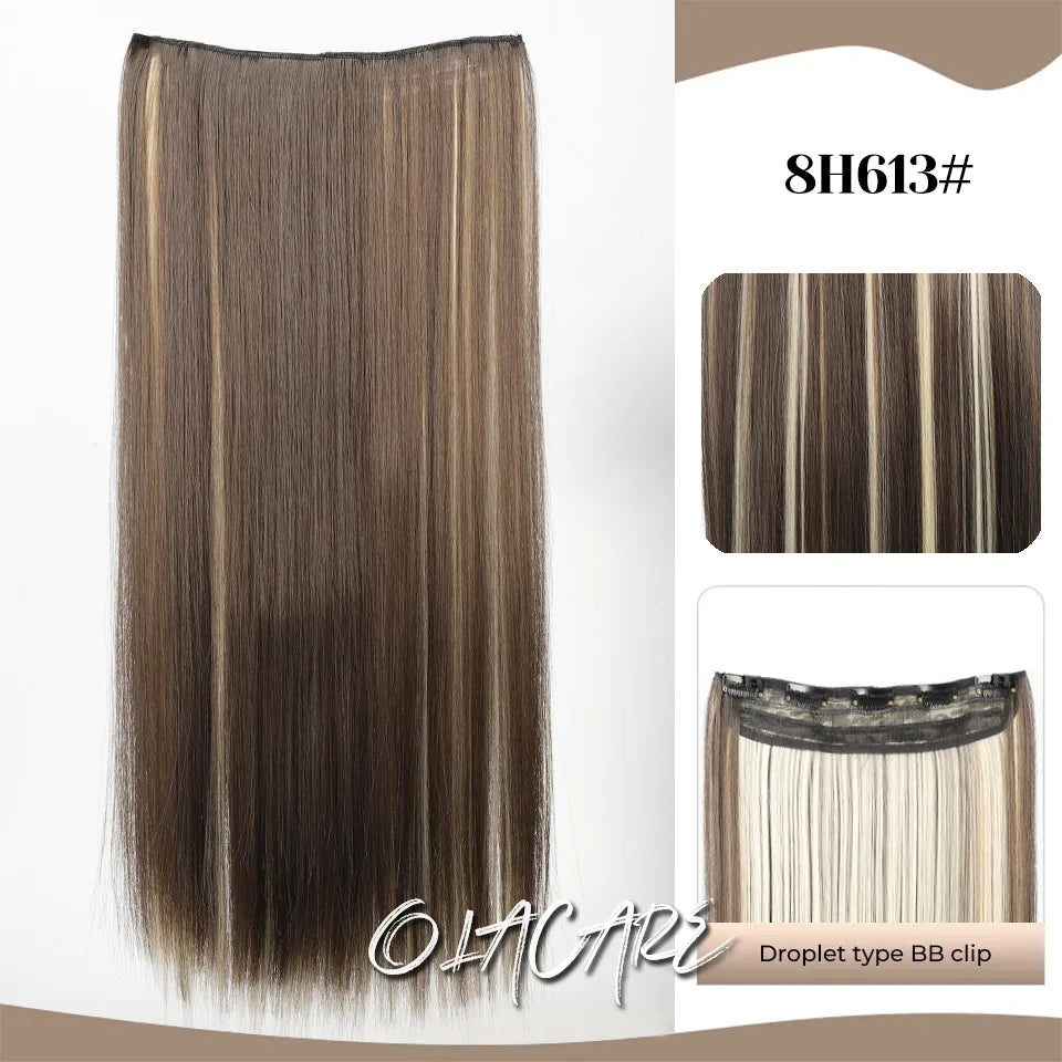 24-Inch Long Straight Clip-In Hair Extensions for Women - 26