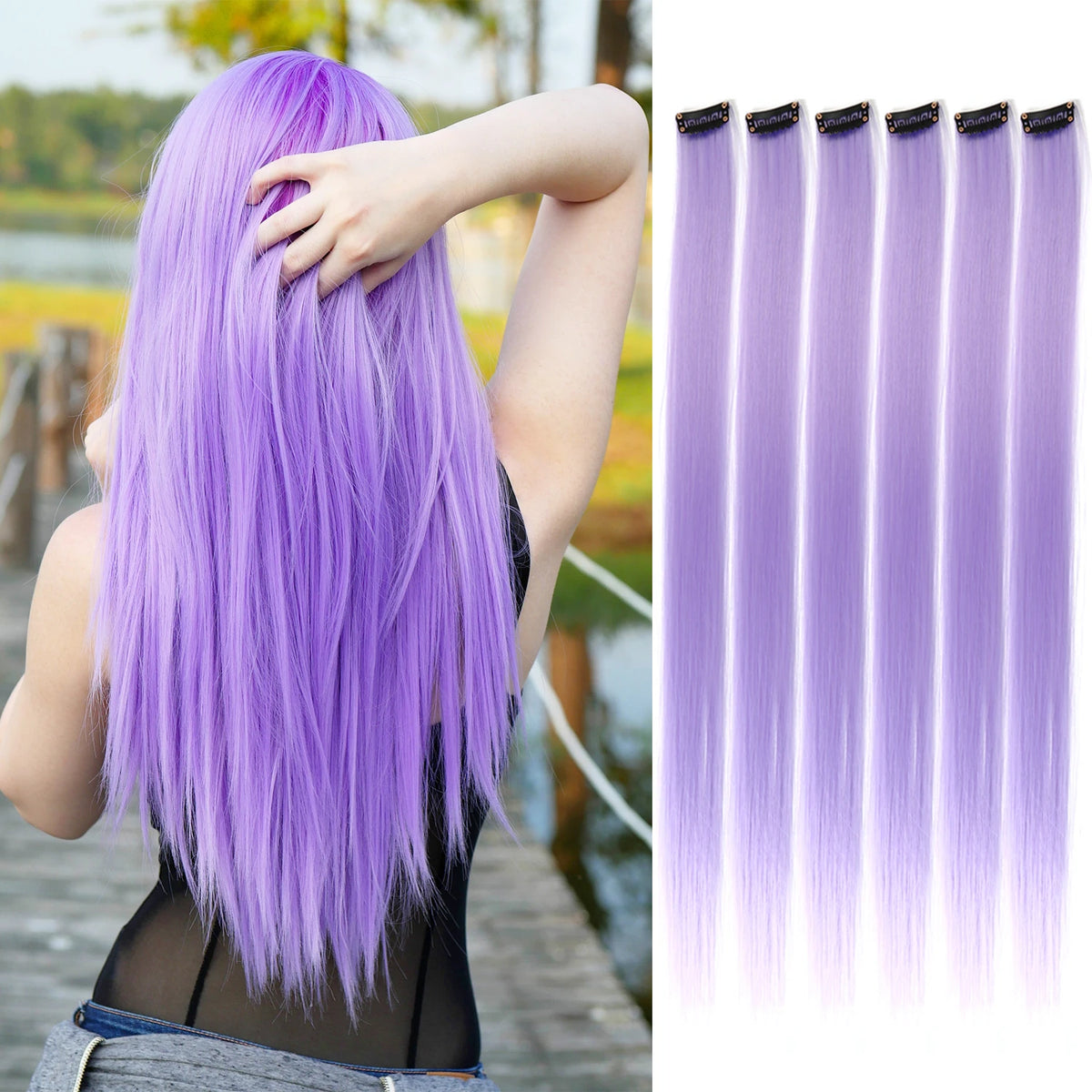 22-Inch Colored Clip-In Hair Extension Highlights