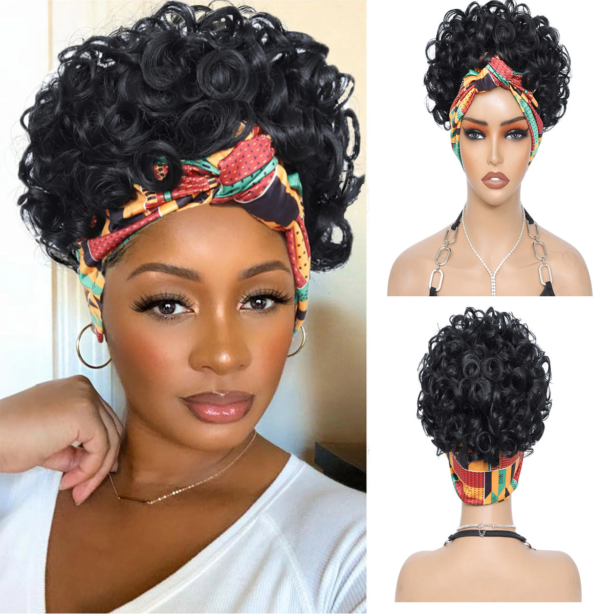 Short Curly Headband Wig for Daily Styling