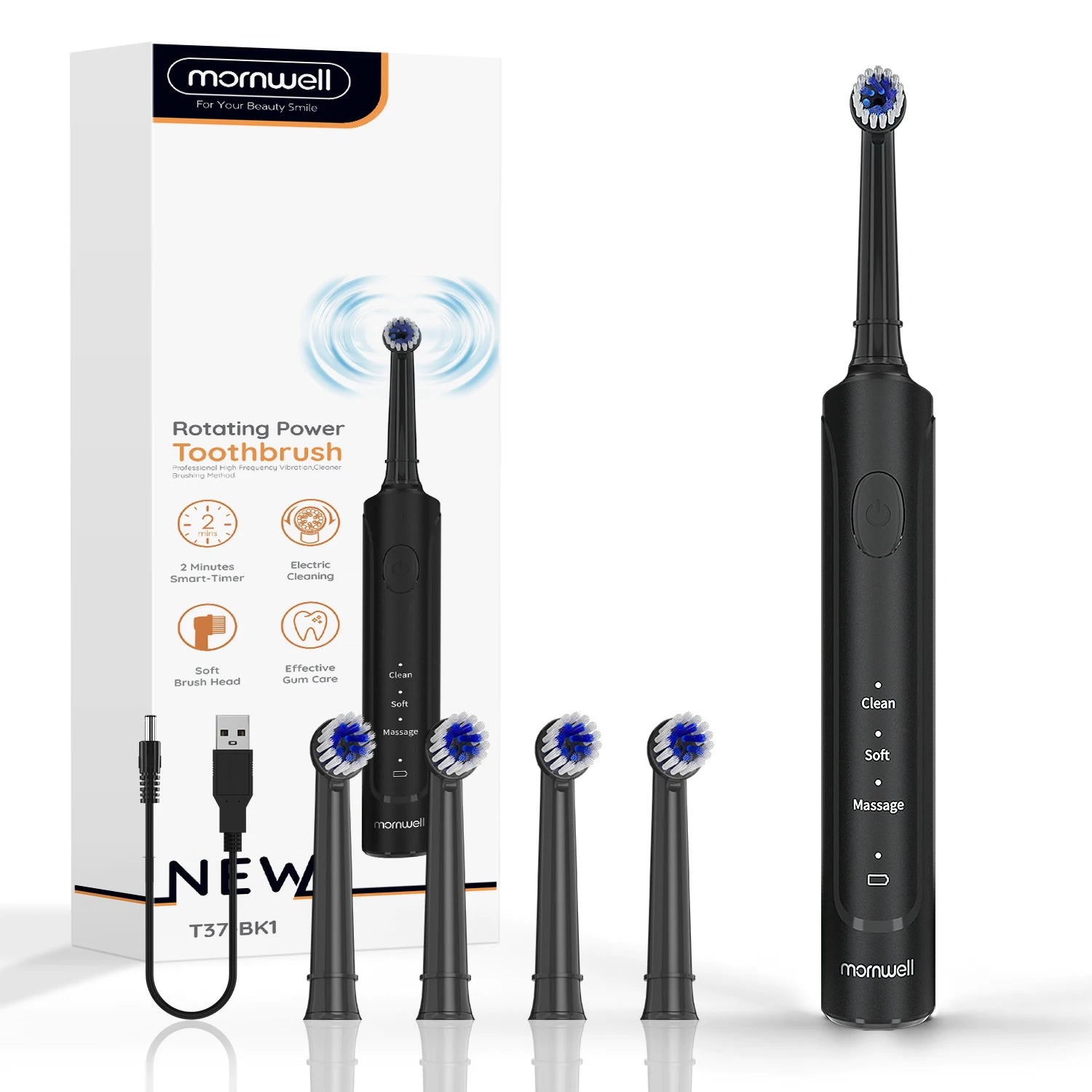 Rechargeable Sonic Electric Toothbrush with 3 Cleaning Modes and 4 Heads - 13