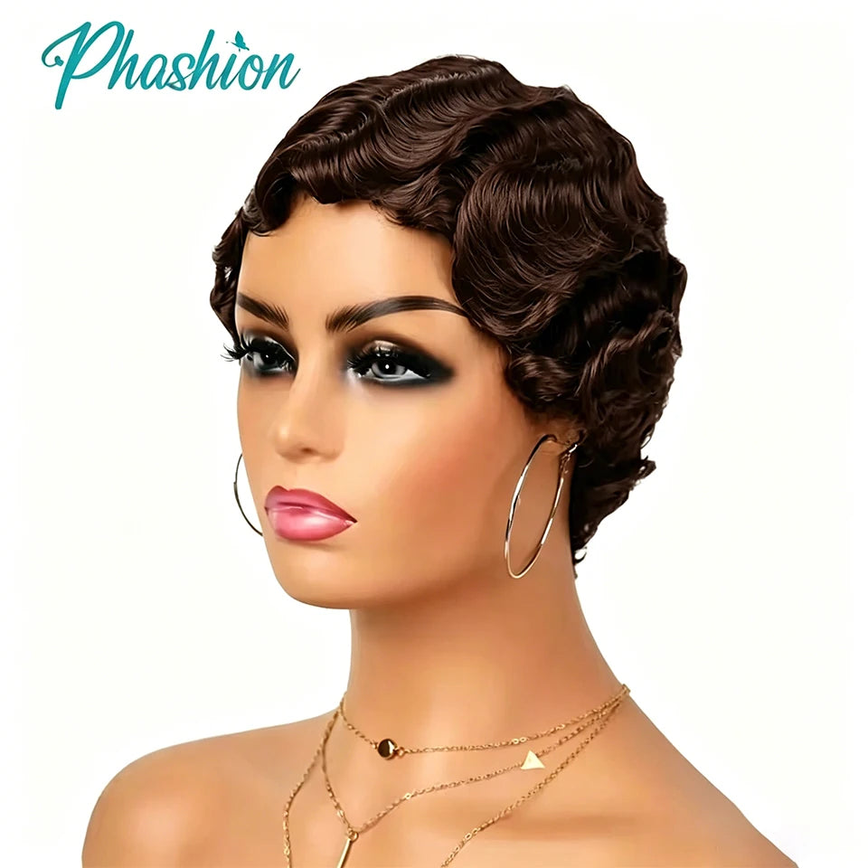 Short Finger Wave Pixie Cut Human Hair Wig