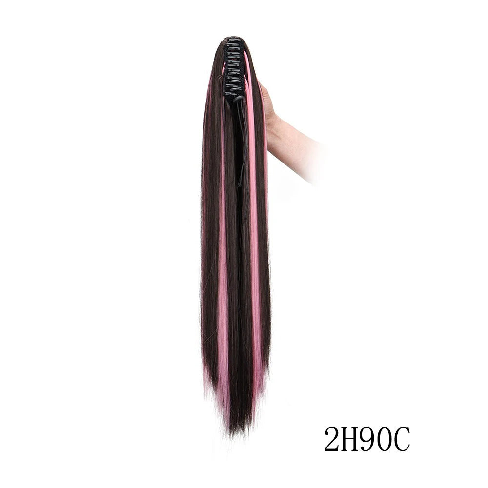 24-Inch Long Straight Claw Clip Ponytail Hair Extension - 8