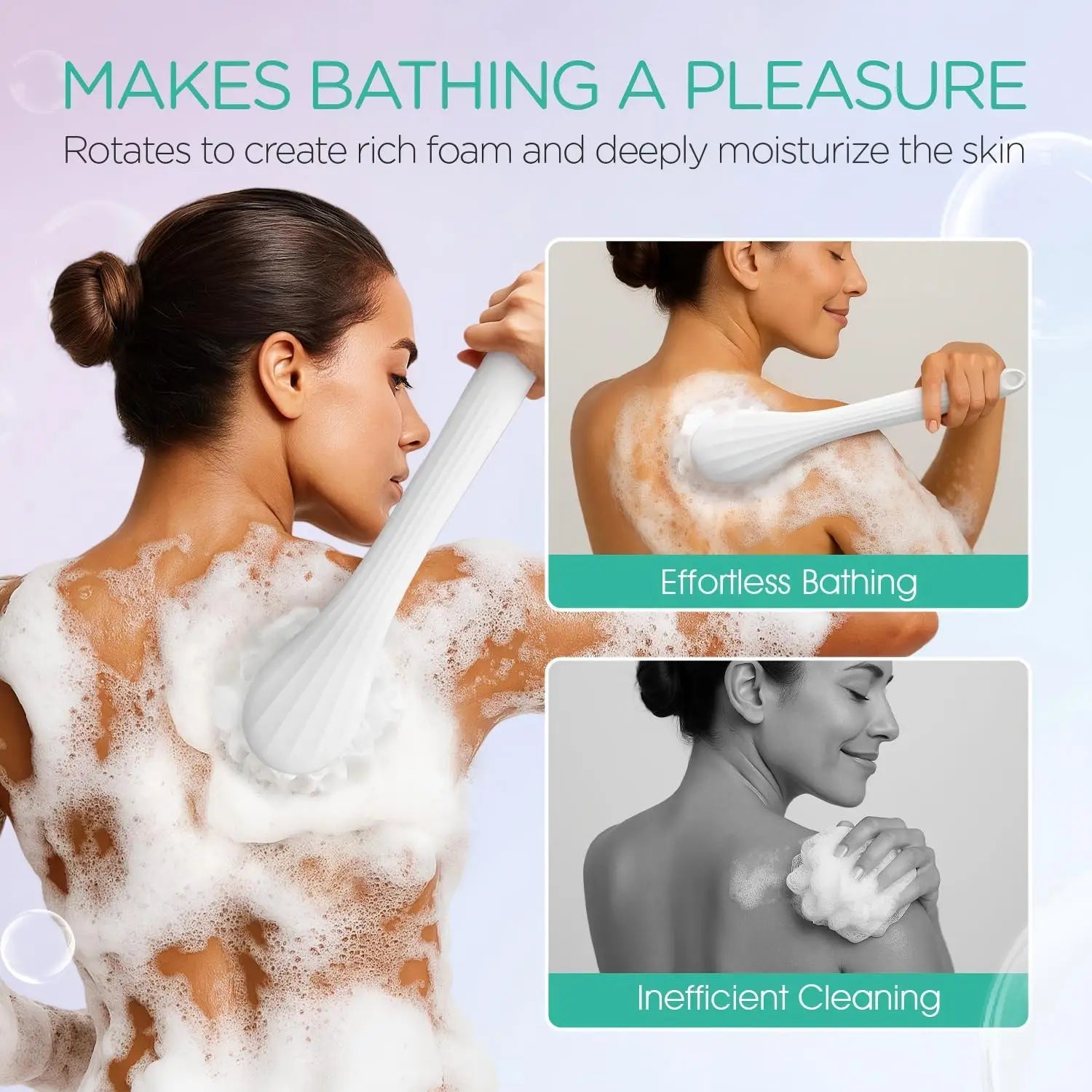 3-in-1 Electric Long Handle Body Brush for Deep Exfoliating and Cleaning - 3
