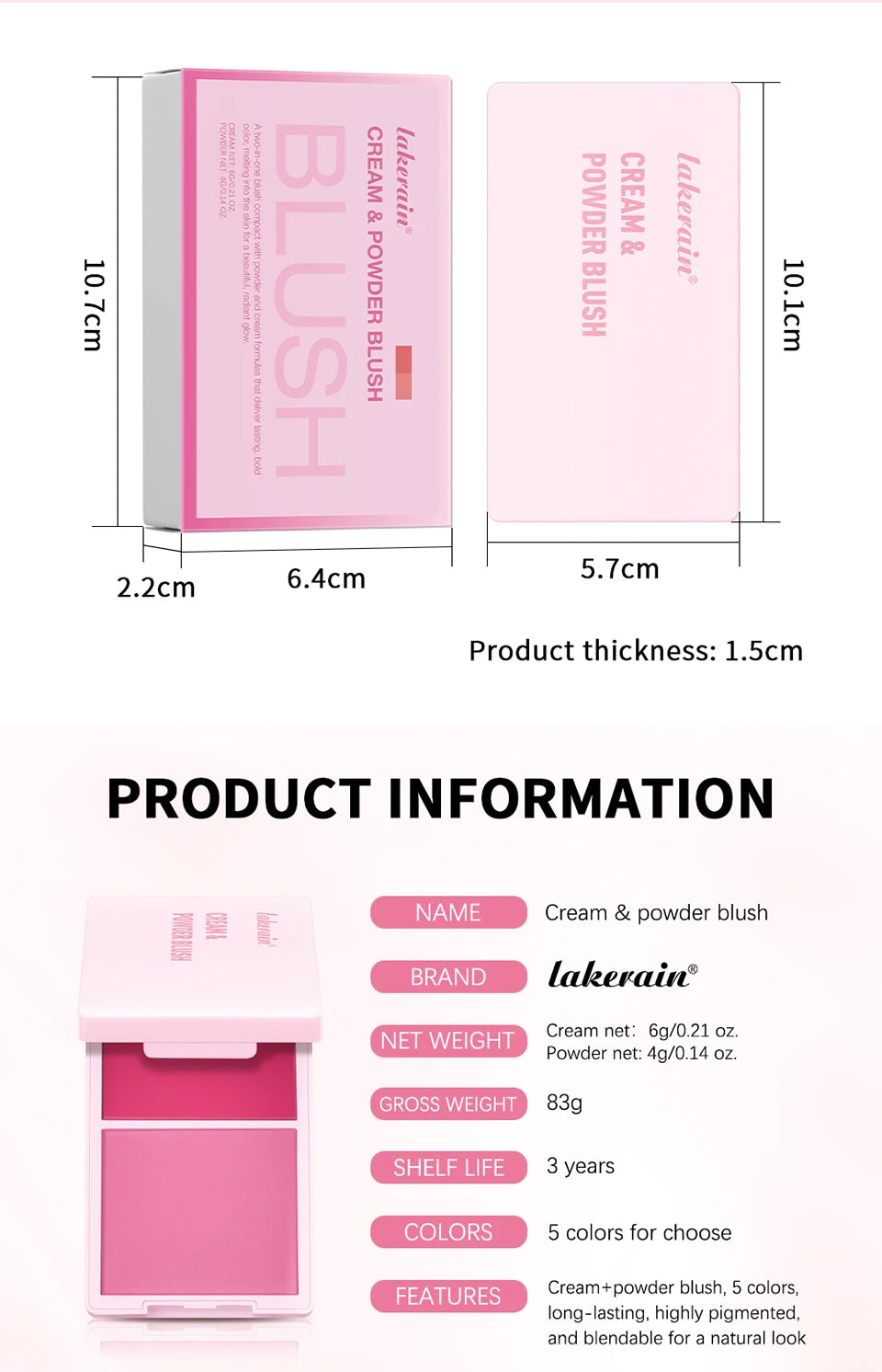 2-in-1 Cream and Powder Blush Palette for Long-Lasting Radiant Makeup - 16