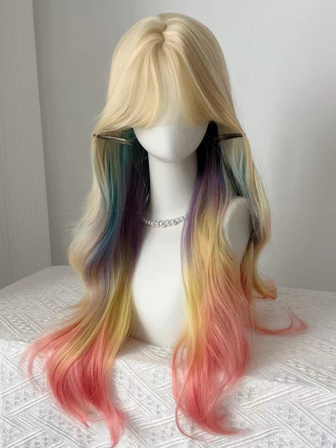 Long Rainbow Ombre Curly Wig for Cosplay and Parties - 4