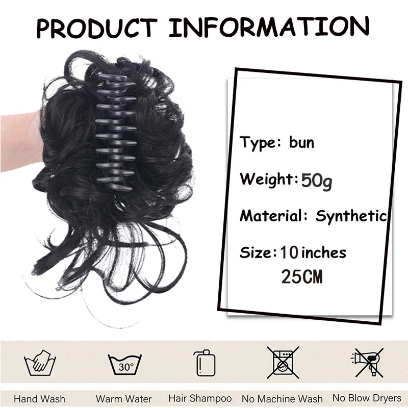 Messy Wavy Claw Clip Hair Bun Extension for Instant Volume