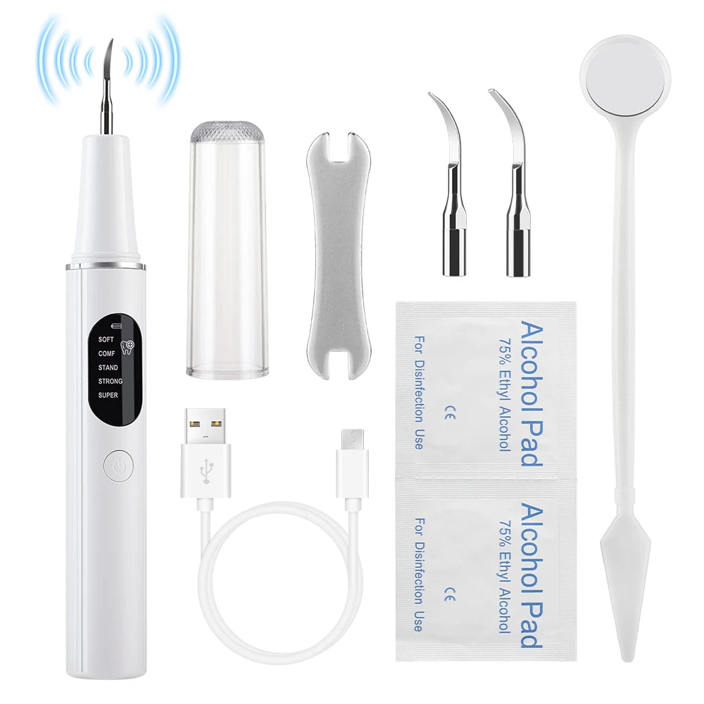 Rechargeable Ultrasonic Teeth Cleaning Kit for Plaque and Tartar Removal