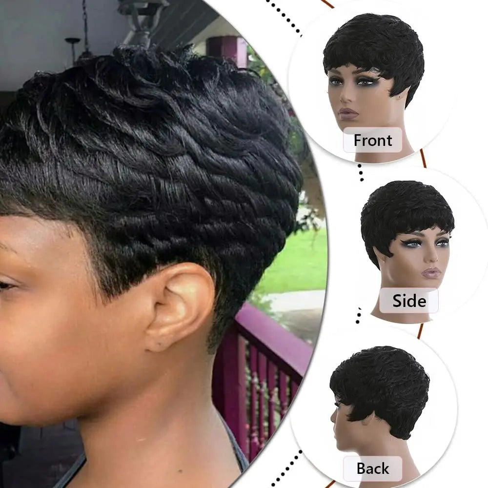 Short Wavy Pixie Cut Wig for Daily Wear