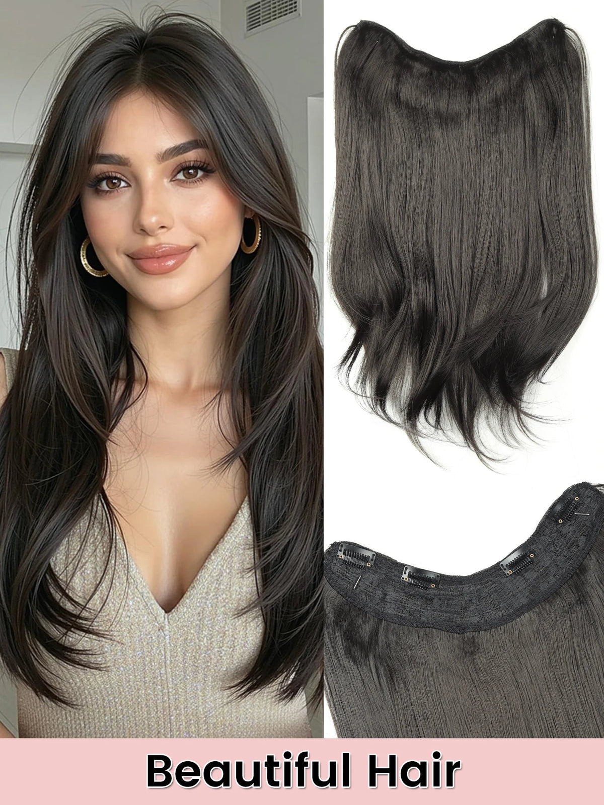 V-Shape Clip-In Hair Extensions for Instant Length and Volume