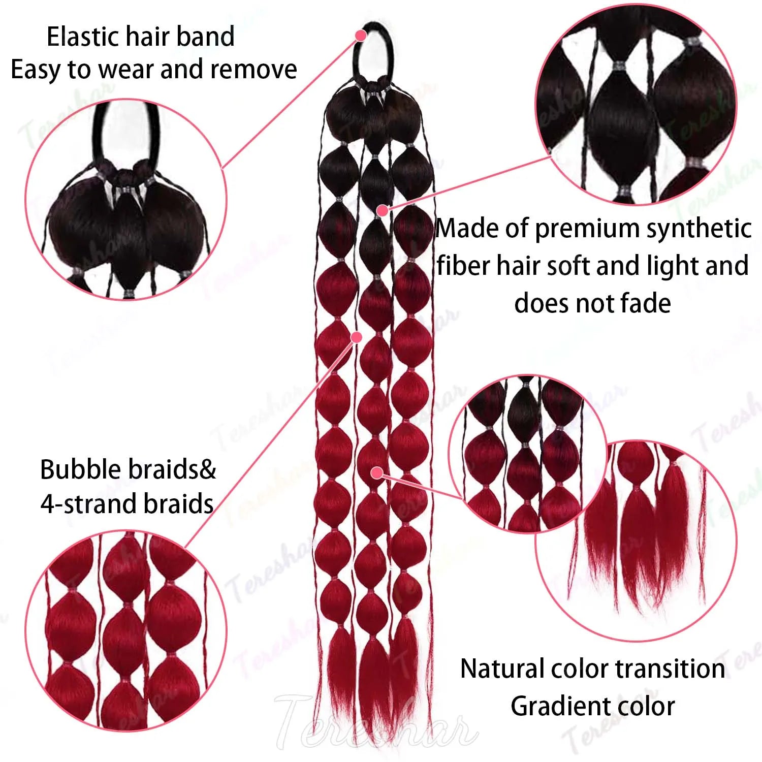 2-Piece Colored Bubble Ponytail Extensions for Festivals and Parties - 4