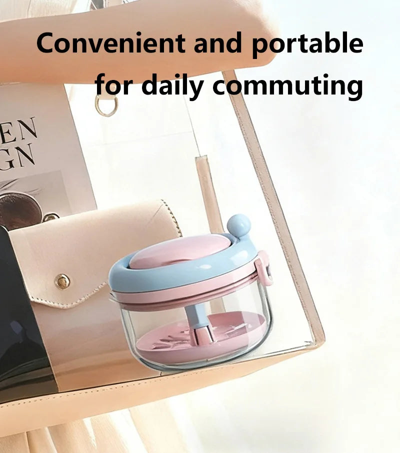 Portable Denture Cleaning Case with Rotary Brush and Storage Tray