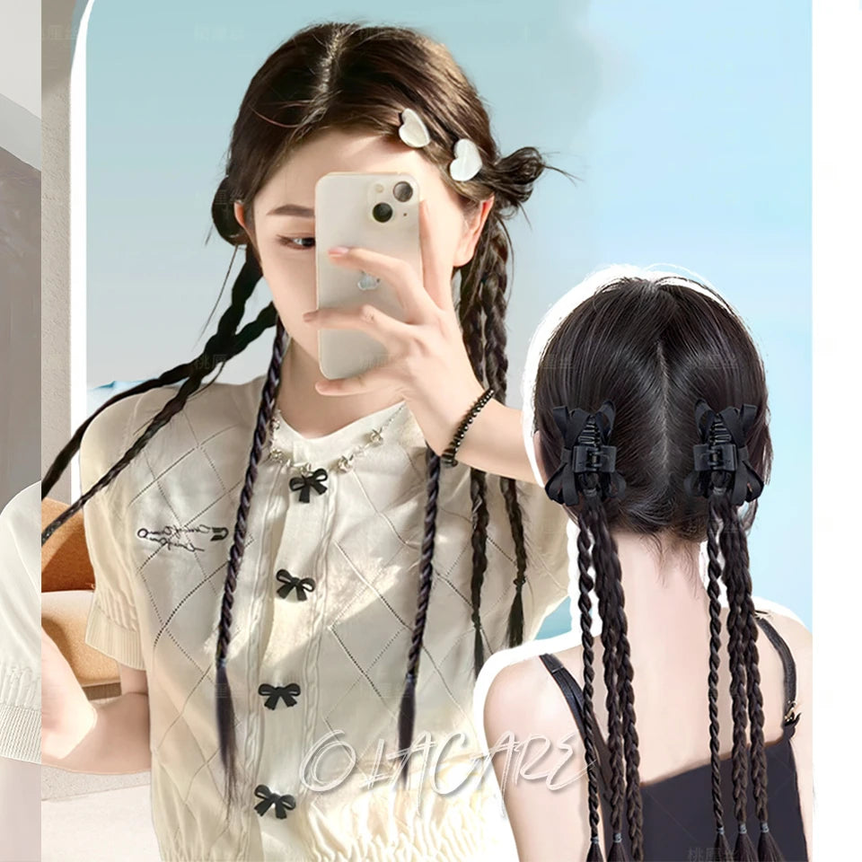 Long Clip-In Bubble Braid Ponytail Hair Extension for Daily Styling - 25
