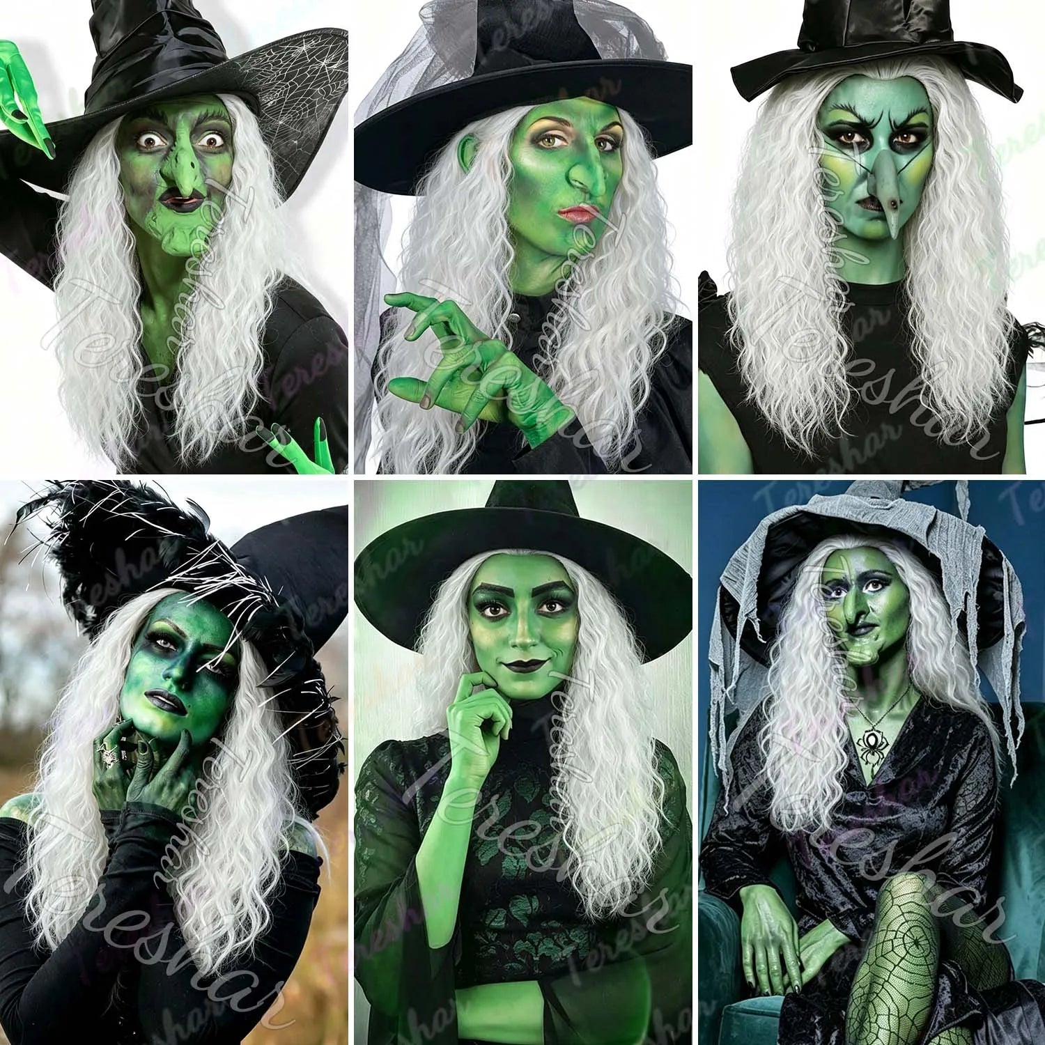 Long Curly Grey Witch Costume Wig for Halloween and Cosplay Parties - 2