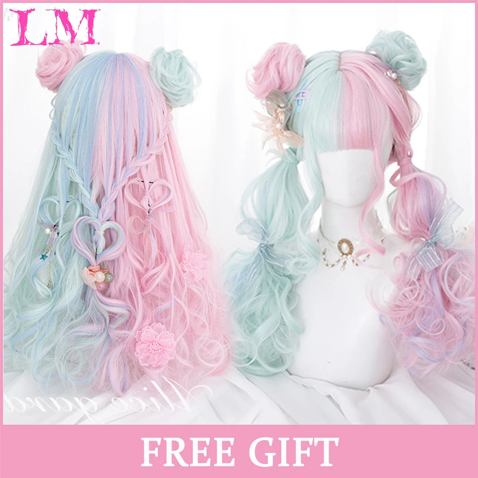 24-Inch Long Pink Cosplay Wig for Costumes - 80