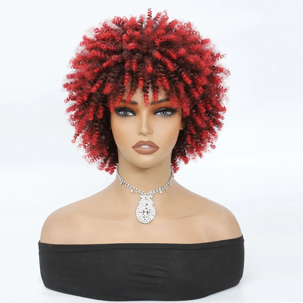 Short Curly Afro Wig with Bangs for Daily Style - 13