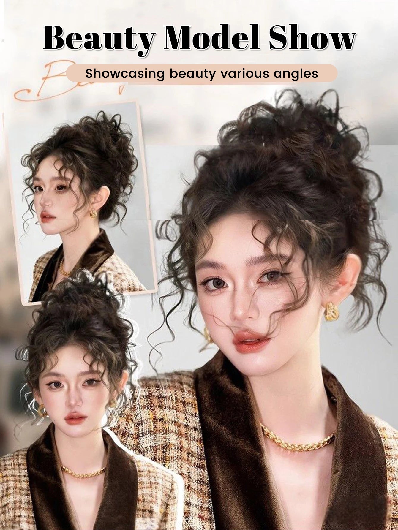 Wavy Curly Synthetic Hair Bun Extension for Daily and Party Styling - 5