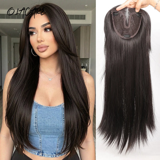 Clip-In Hair Topper with Bangs for Volume and Hair Coverage