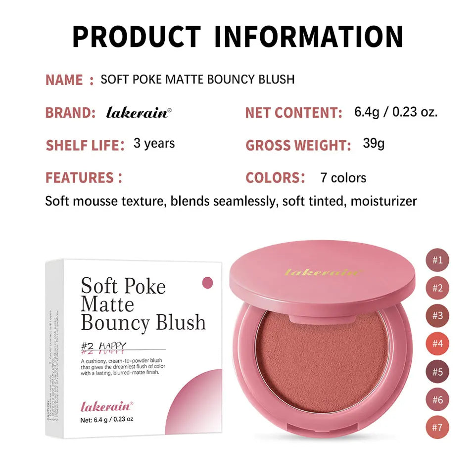 Matte Bouncy Cream-to-Powder Blush for Natural Long-Lasting Flush - 18