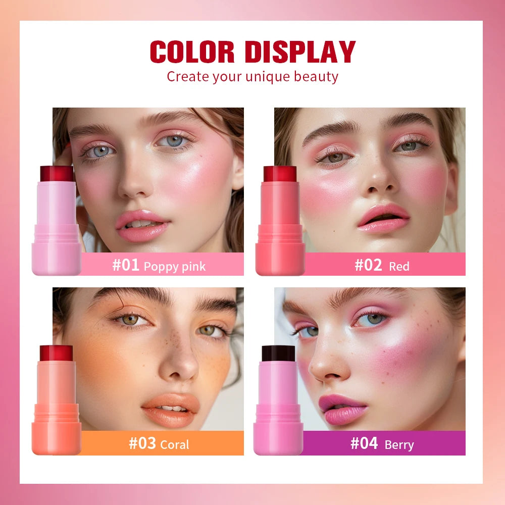 Cooling Water Jelly Blush Stick for Long Lasting Natural Lip and Cheek Tint