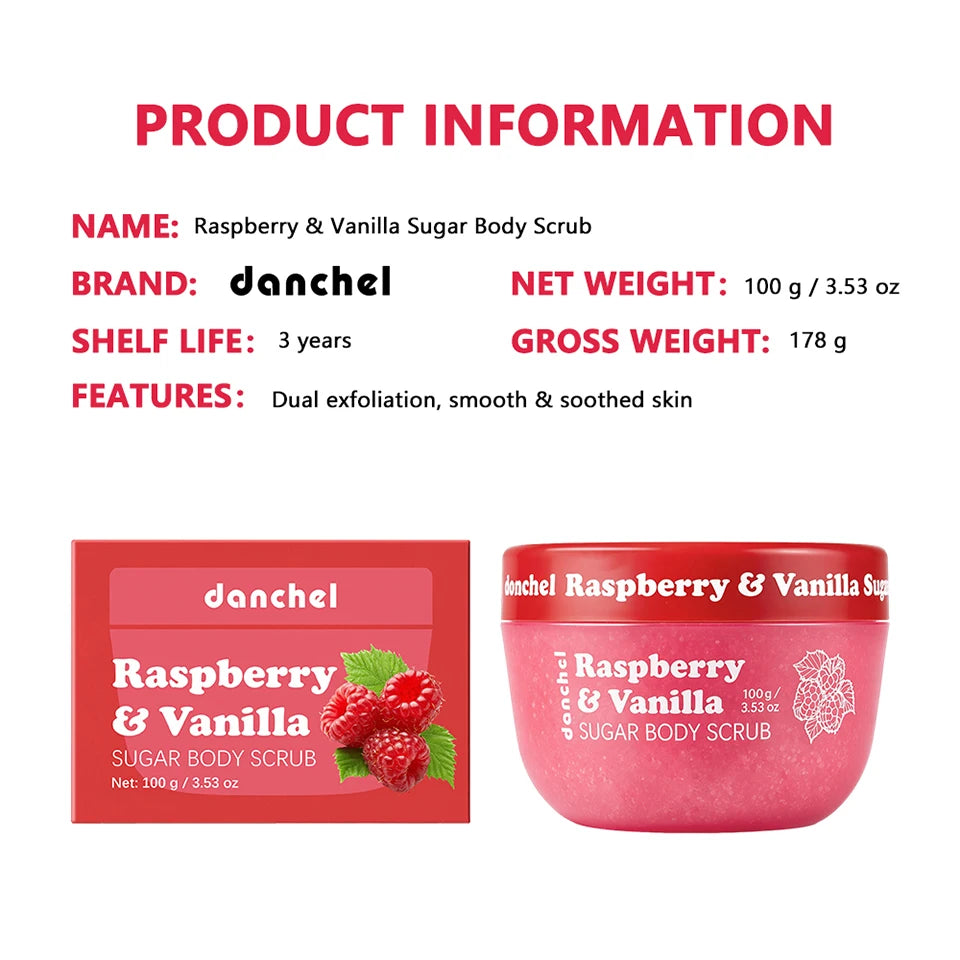Raspberry and Vanilla Sugar Body Scrub for Smooth Nourished Skin - 15