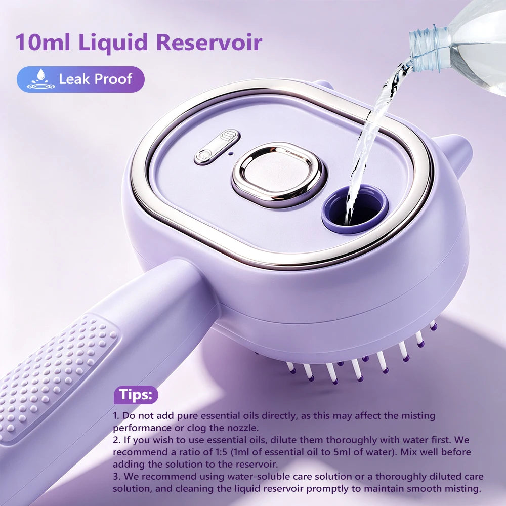 Electric Mist Spray Scalp Massager and Detangling Hair Brush