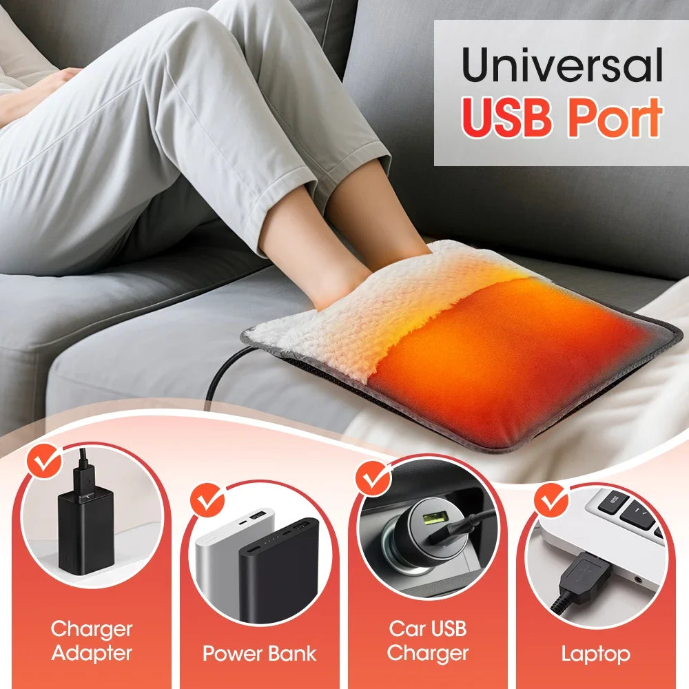 USB Heated Foot Warmer Mat for Office and Home Desk Use - 4