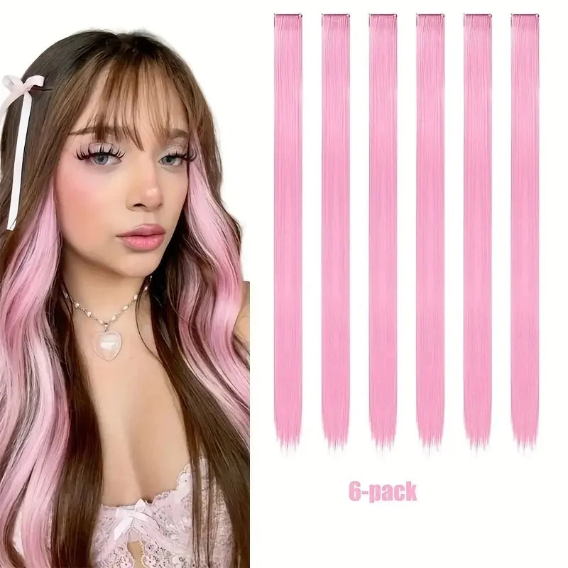 22-Inch Clip-In Colorful Hair Extensions for Parties
