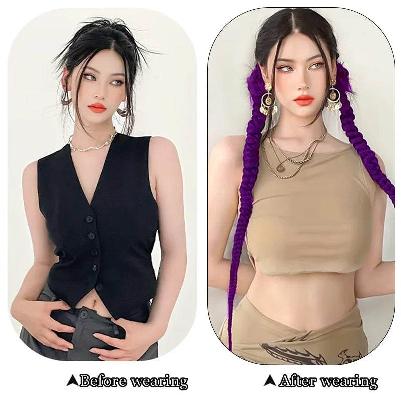 Thick Braided Ponytail Extension with Elastic Hair Tie for Daily Styling - 3