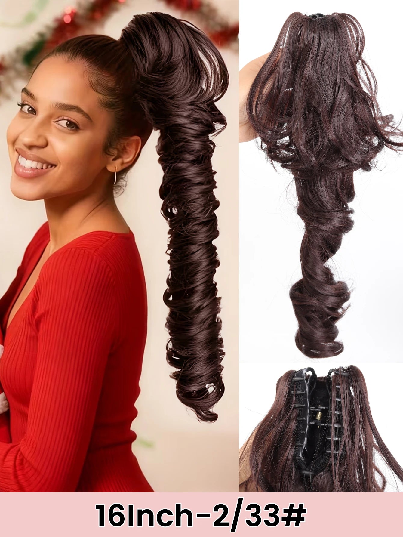 16-Inch Curly Claw Clip Ponytail Hair Extension - 20