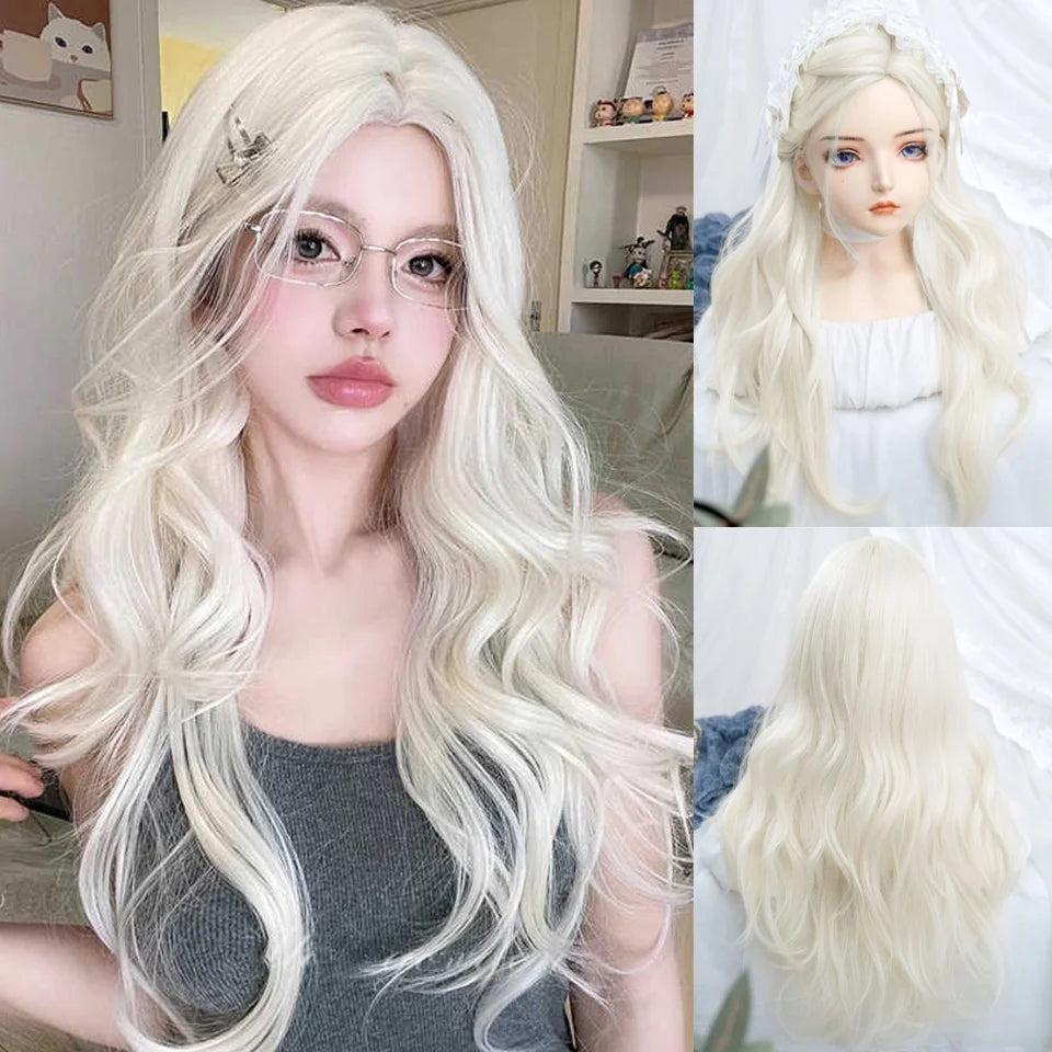 Wavy Brown Cosplay Wig with Curly Pigtails for Costume Parties
