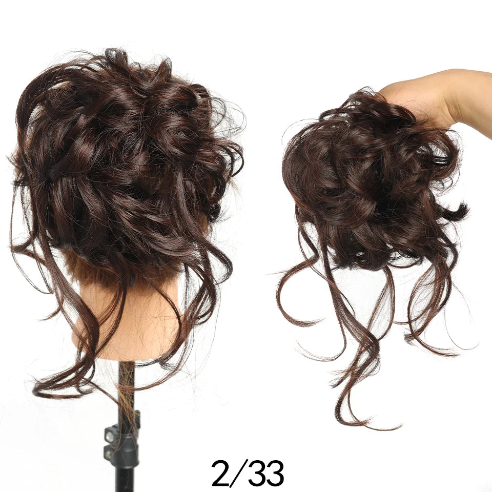 Curly Messy Bun Hair Extension Scrunchie for Instant Volume