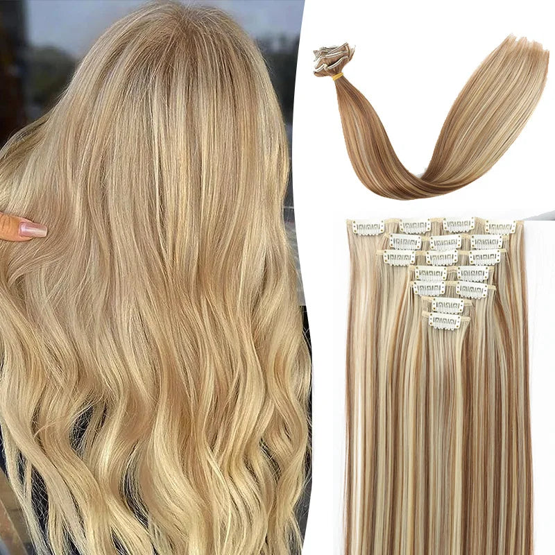22-Inch Clip-In Long Straight Hair Extensions - 17