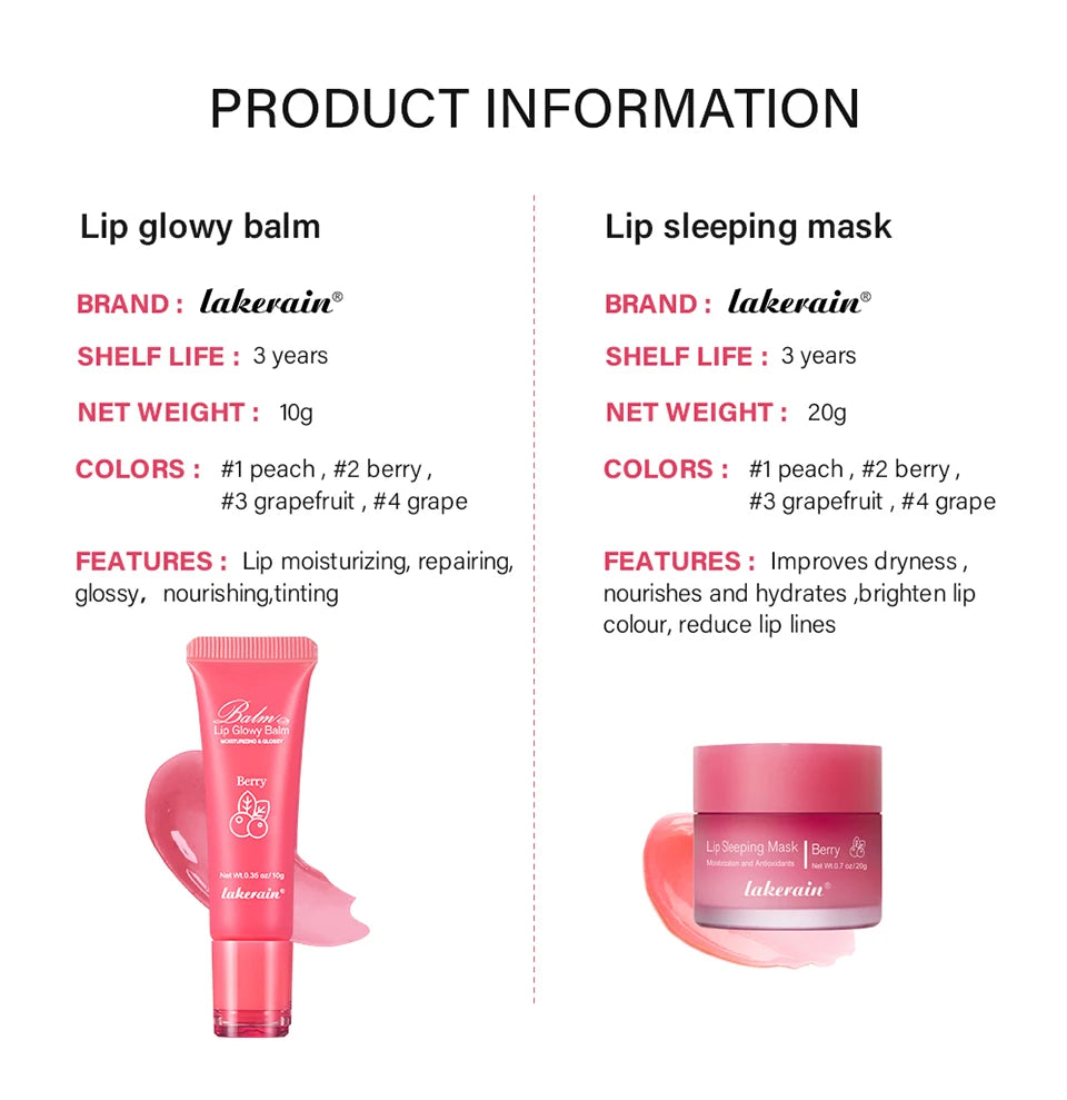 Hydrating Lip Repair Balm and Overnight Recovery Sleeping Mask Set - 14