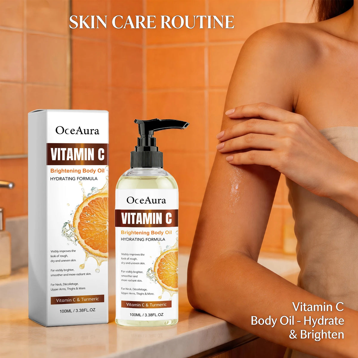 Turmeric and Vitamin C Brightening Body Oil for Hydrated Glowing Skin