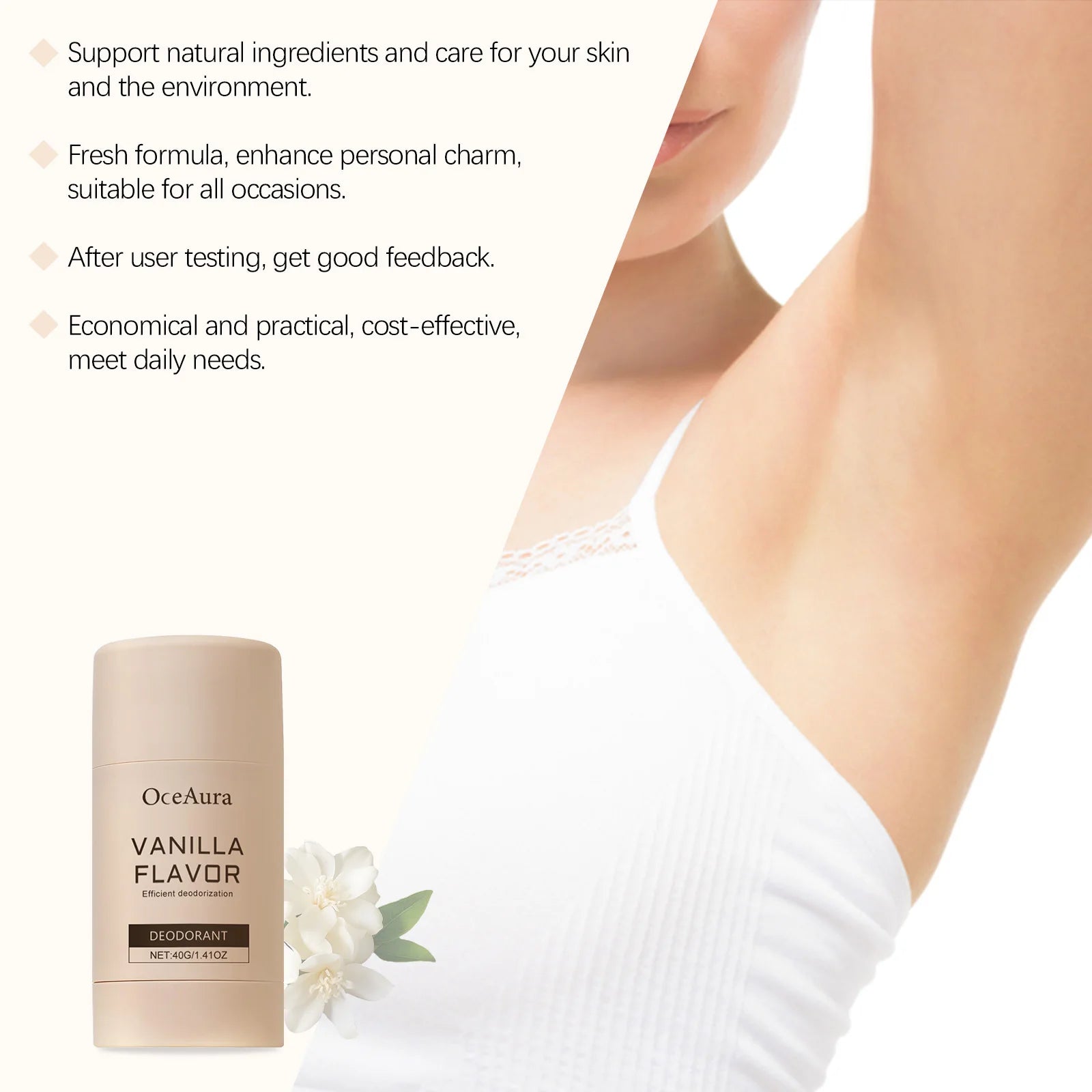 Long-Lasting Vanilla Scented Natural Deodorant Stick for Men and Women - 11