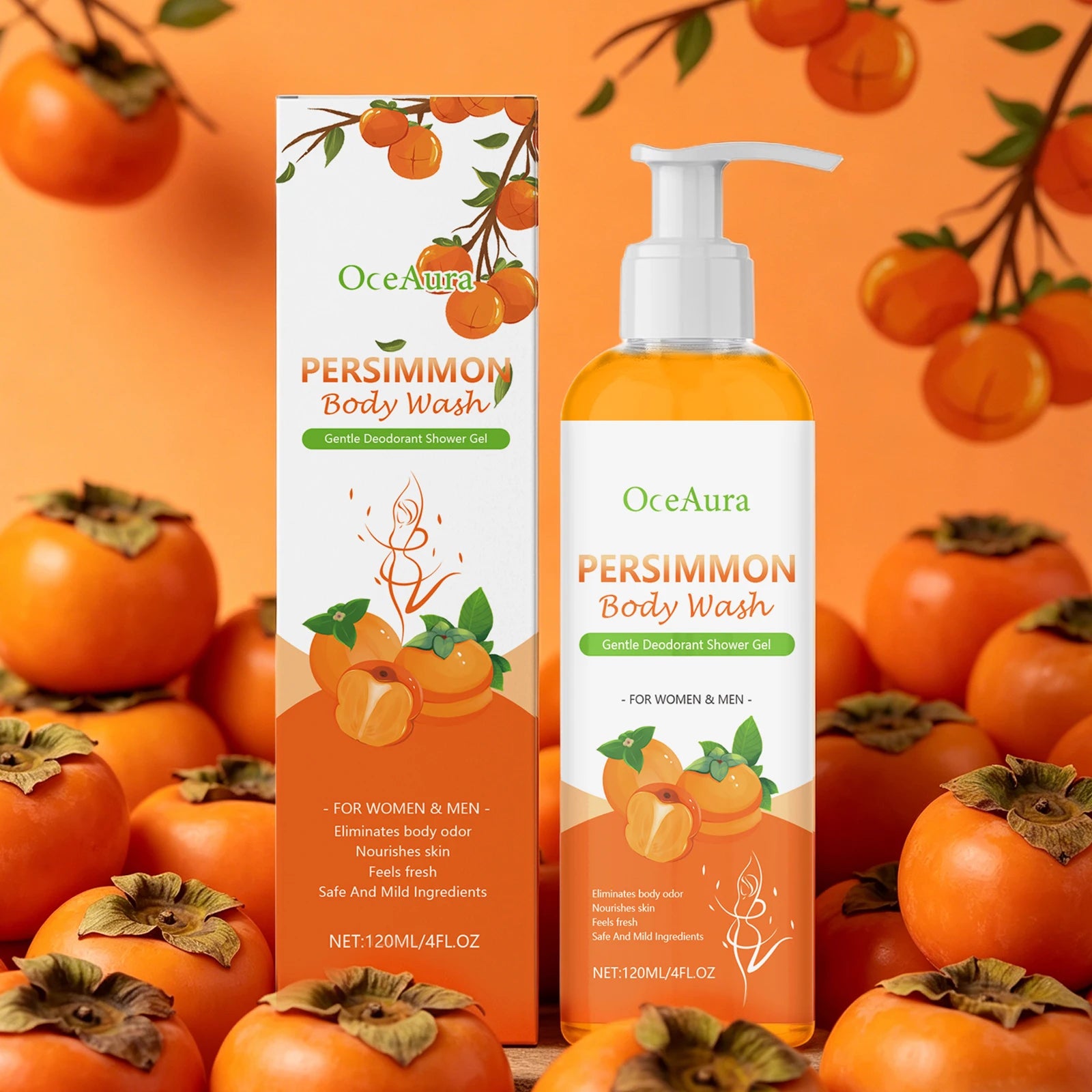 Persimmon Exfoliating Body Wash for Natural Odor Removal and Oil Control - 3