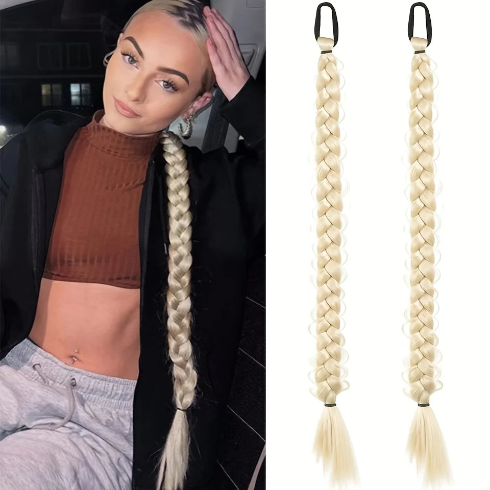 2-Piece Long Braided Ponytail Extensions for Daily Hair Styling