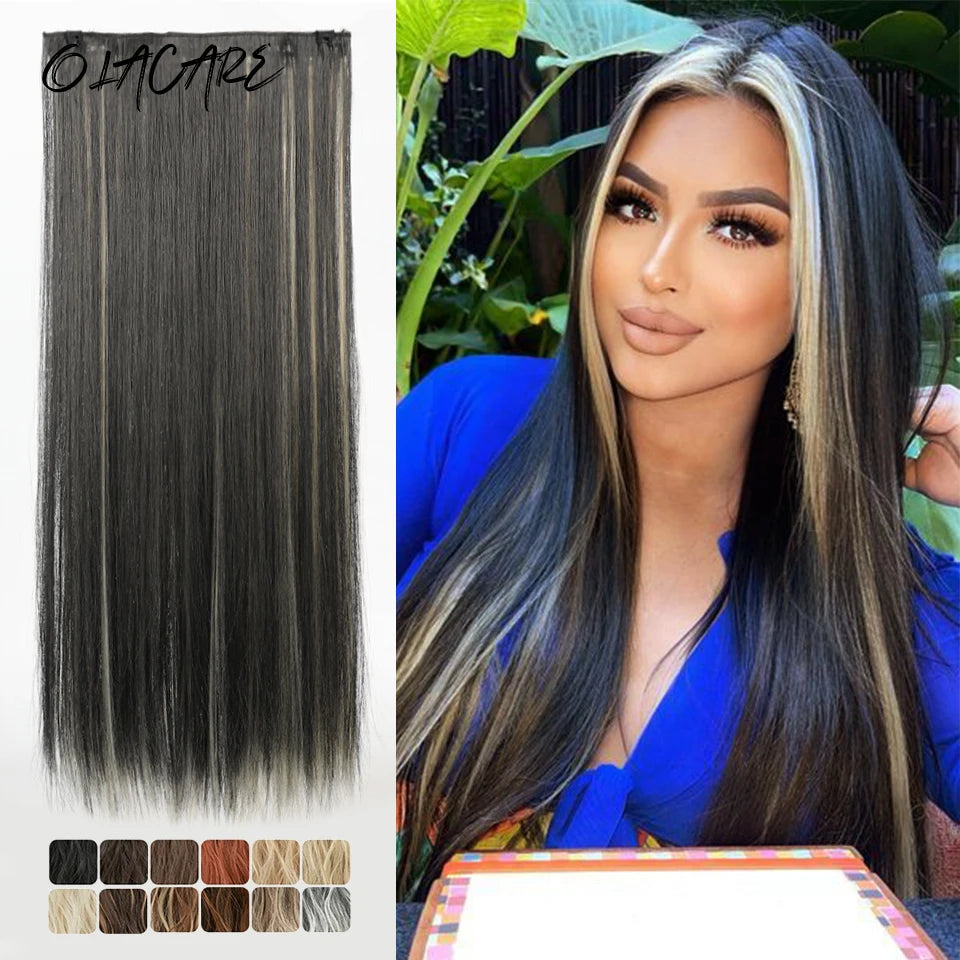 24-Inch Long Straight Clip-In Hair Extensions for Women - 11