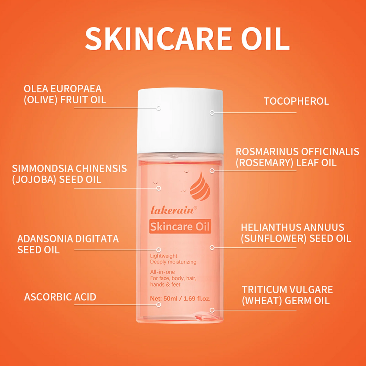 Multipurpose Hydrating Skincare Oil for Face, Body, and Hair Health
