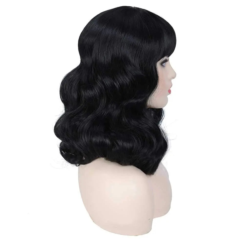 Short Curly Vintage Rockabilly Wig with Bangs - 3
