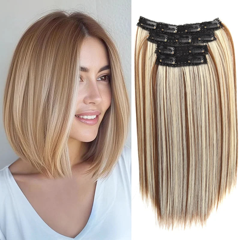 14" Straight Clip-In Hair Extensions for Voluminous Styles - 9