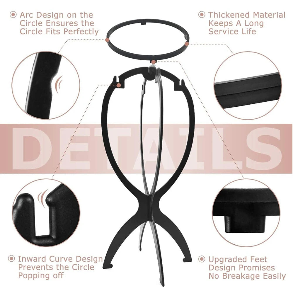 Foldable Portable Wig Stand for Easy Travel and Storage