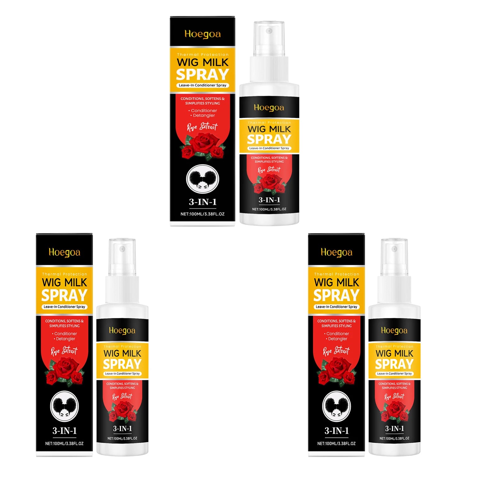 3-in-1 Rose Leave-In Conditioning Spray for Wigs and Natural Hair - 16